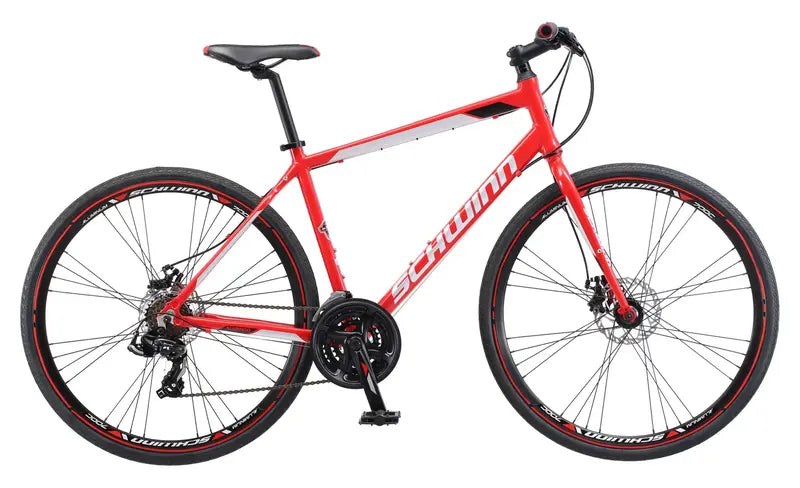 Schwinn Kempo Men’s Hybrid Bike, 21-Speed, 700c Wheels, Aluminum Frame, Red