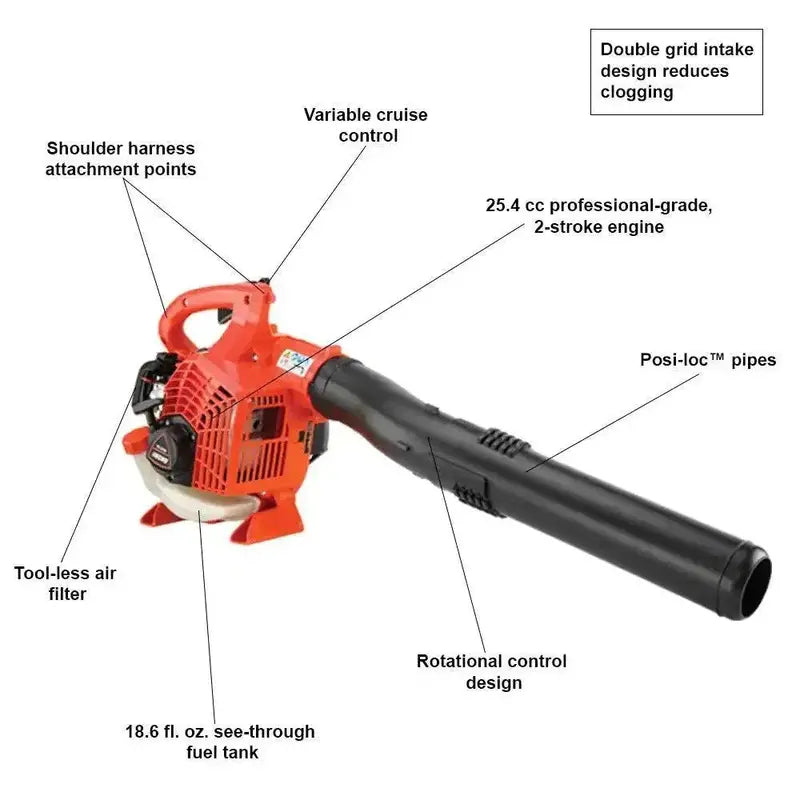 ECHO 170 MPH Gas Leaf Blower  453 CFM, 25.4cc 2-Stroke Handheld Model