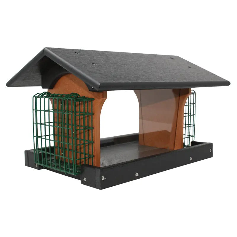 Dual-Compartment Suet & Seed Hopper Bird Feeder  Deluxe Design