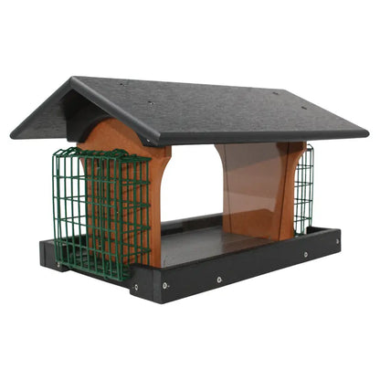 Dual-Compartment Suet & Seed Hopper Bird Feeder  Deluxe Design