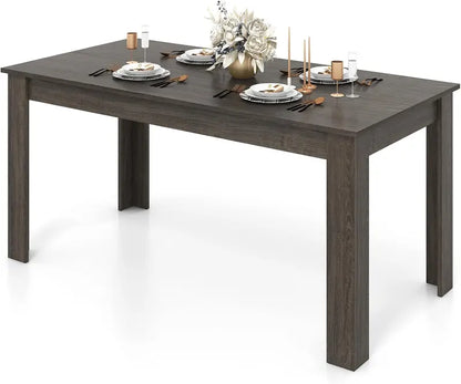 63-Inch Rectangular Farmhouse Dining Table for 6-8, Black Wood Kitchen Table with 330-LB Weight Capacity