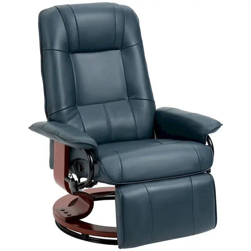 HomCom Manual Recliner Chair  Faux Leather Swivel Base with Extendable Footrest and Ergonomic Support