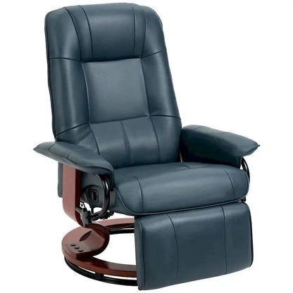 HomCom Manual Recliner Chair  Faux Leather Swivel Base with Extendable Footrest and Ergonomic Support