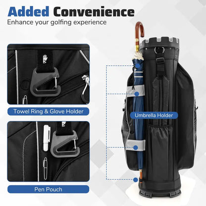 Lightweight Molded Golf Bag with 14-Way Full-Length Club Dividers