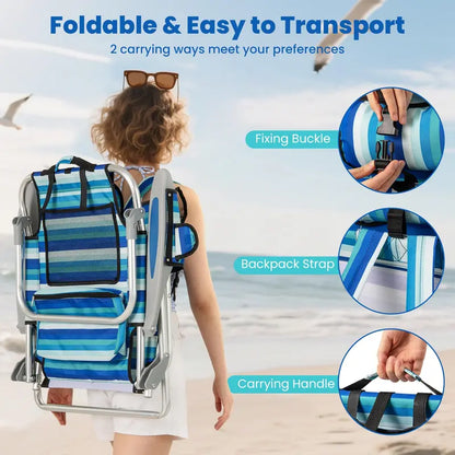 High-Capacity Backpack Folding Chair  330 lb Support, Four-Position Recline & Adjustable Headrest