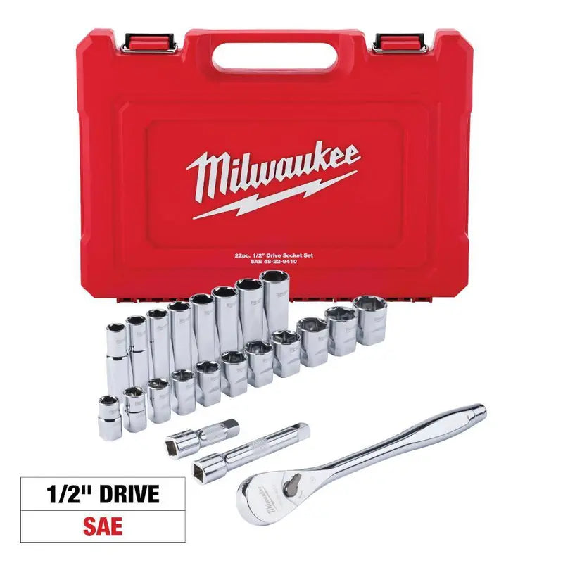 22-Piece 1/2 in. Drive SAE Ratchet & Socket Mechanics Tool Set