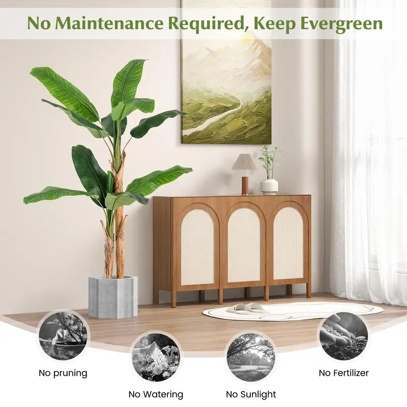 5.5-Foot Lifelike Artificial Banana Tree with Planter