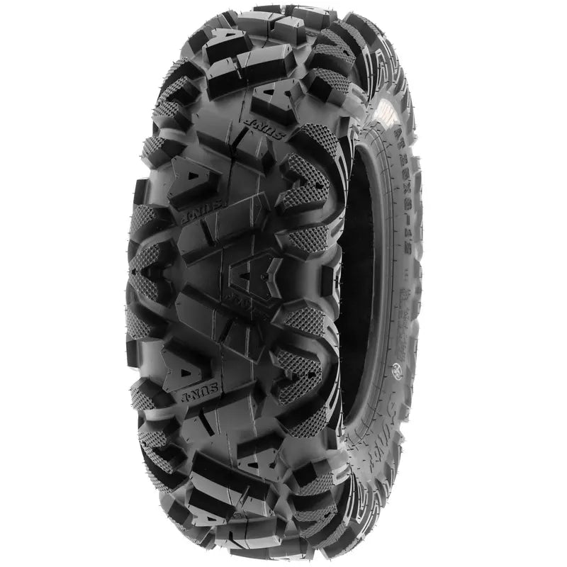 SunF A033 ATV/UTV Tires Set  All Terrain, 6-Ply, Sizes 25×8-12 & 25×10-12, Non-Directional Tread