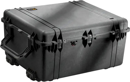 Pelican 1690 Case, Black, Hardside, Watertight, Crushproof, Dustproof, with Foam, 4 Wheels, 33.43″x28.40″x17.65″