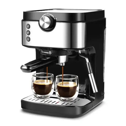 20-Bar Espresso Machine with Milk Frother  Automatic Volume Control, 900ml Tank, 1700W Italian Pump, Black Stainless Finish