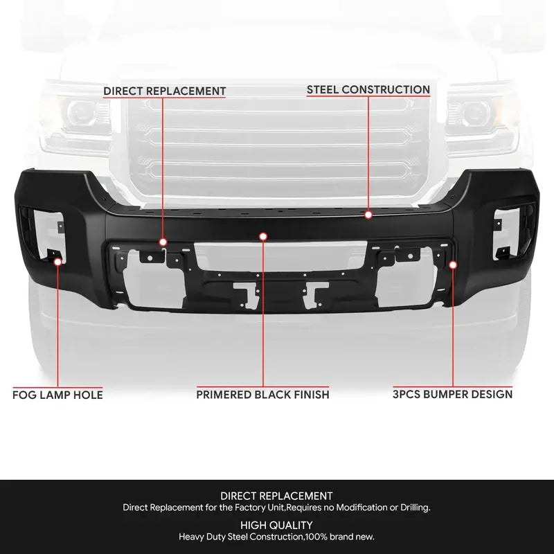 Modular Front Bumper for 20152019 GMC Sierra 2500/3500 HD  No Parking Sensor Holes