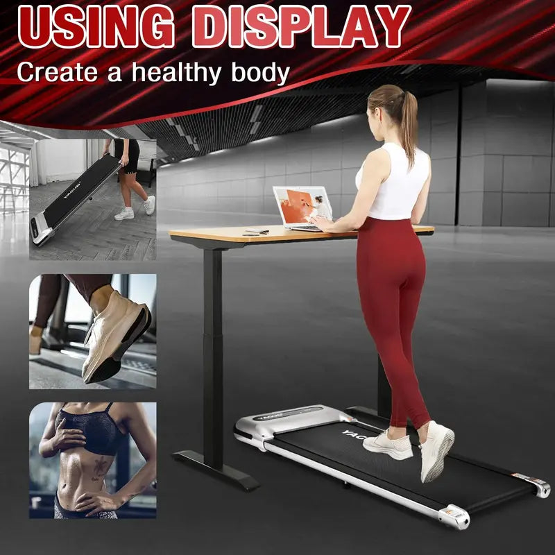 Yagud 2-in-1 Under Desk Treadmill with LED Display & Remote, 2.5HP Motor, Non-Slip Belt for Home/Office