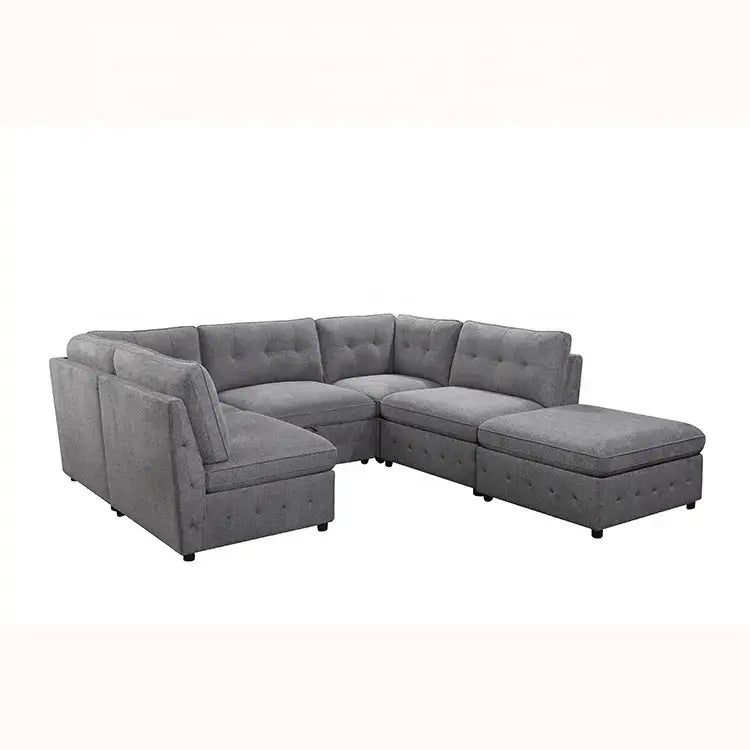 Customizable Fabric Sectional Set with Six Components