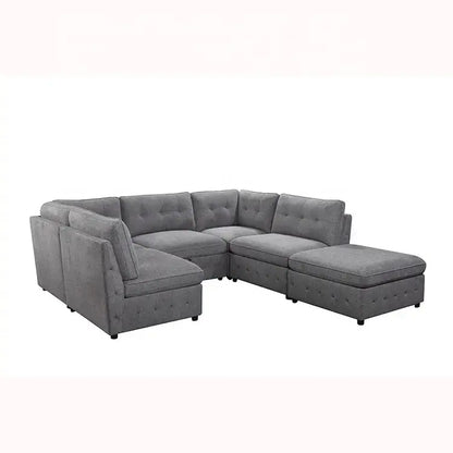 Customizable Fabric Sectional Set with Six Components
