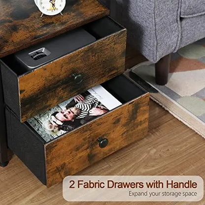 AMHANCIBLE Charging Nightstand Set  2-Piece Modern Bedside Tables with USB & Wireless Charging