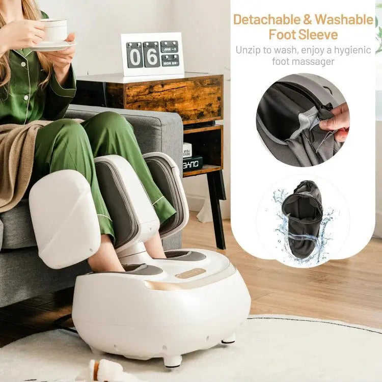 Premium Shiatsu Foot & Calf Massager  2-in-1 Electric Device with Heat Therapy and Rolling Nodes