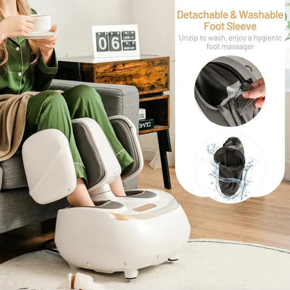 Premium Shiatsu Foot & Calf Massager  2-in-1 Electric Device with Heat Therapy and Rolling Nodes