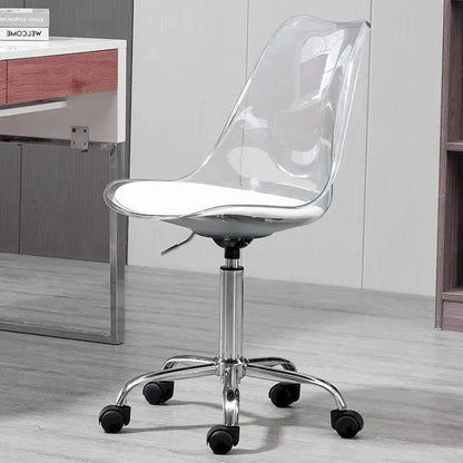 Adjustable Height Swivel Office Chair with Acrylic Back and Rolling Casters
