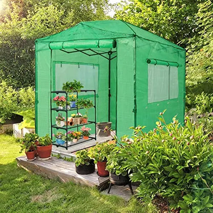 EAGLE PEAK 8 6 Portable, Heavy-Duty, Walk-in Pop-up Greenhouse, Indoor Outdoor Gardening Green House