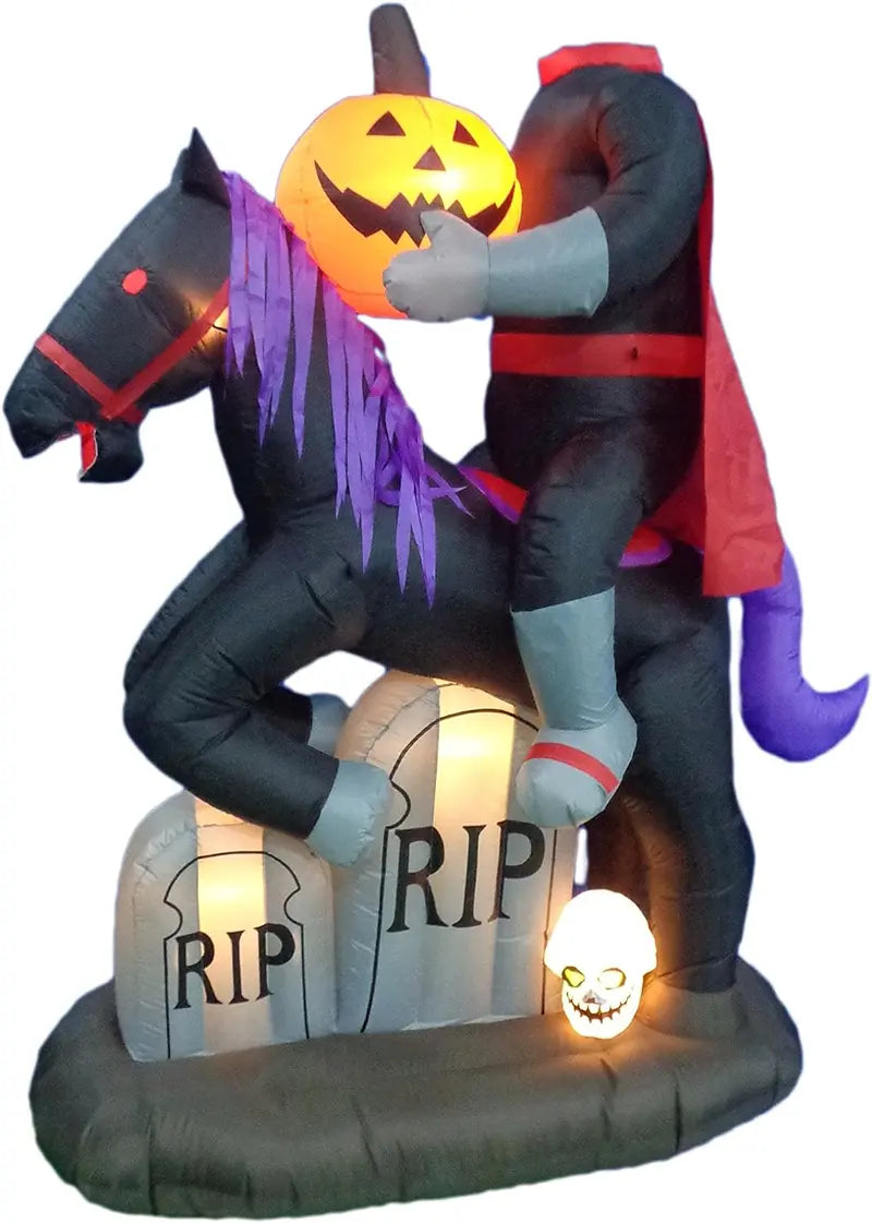 6.5-Foot Inflatable Headless Horseman for Spooky Outdoor Decor