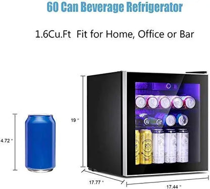 Antarctic Star 16 Cu. Ft. Glass-Door Beverage Cooler — 60-Can Capacity, Removable Shelf, Clear Front Panel for Home or Bar Use