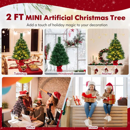 Compact Tabletop Fir-Style Christmas Tree with Battery-Powered Warm White LEDs