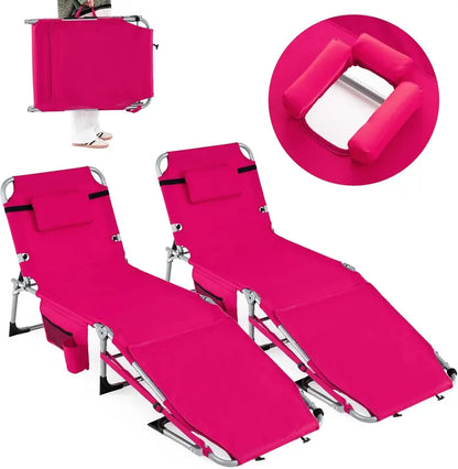 Adjustable Tanning Chair with Face Arm Holes, Four-Position Recline & Comfort Head Pillow