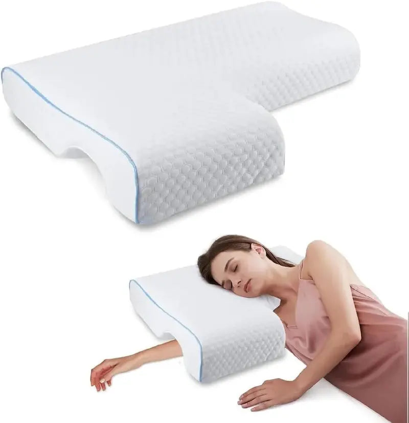 OrthoCuddle Couple Pillow  Memory Foam Arm Tunnel Design for Shared Comfort