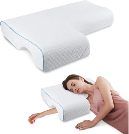 OrthoCuddle Couple Pillow  Memory Foam Arm Tunnel Design for Shared Comfort