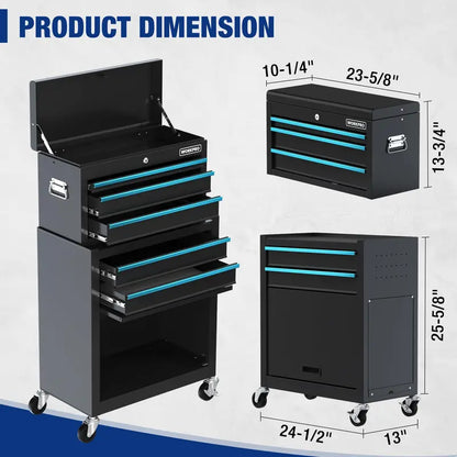WORKPRO Sliding-Metal 5-Drawer Rolling Tool Cabinet  Mobile Storage Solution with Smooth Casters