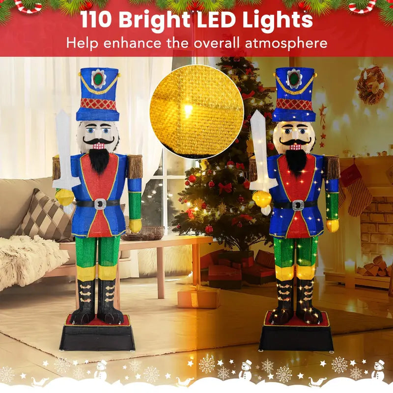 6-Foot Lighted Nutcracker Soldier — Life-Sized Holiday Decoration with Sword and 110 Warm White LEDs