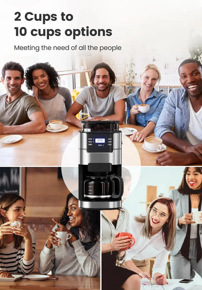 Gevi 10-Cup Coffee Maker with Integrated Grinder  Programmable Thermal Carafe Brewer