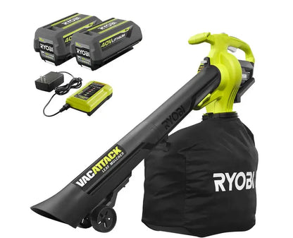 RYOBI Vac Attack 40V Cordless Leaf Vacuum & Mulcher  Includes 2x 5.0Ah Batteries & Charger