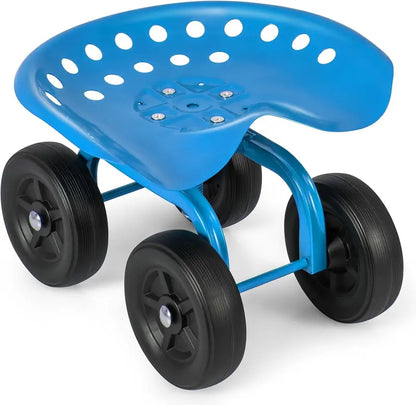 Wheeled Garden Utility Cart, Adjustable Swivel-Seat Cart for Lawn and Landscape Tasks