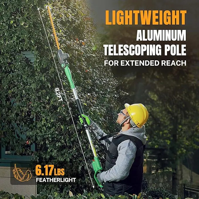 WORKPROX 20V Extendable Pole Hedge Trimmer  9.2-Foot Reach with 11-Position Rotating Head