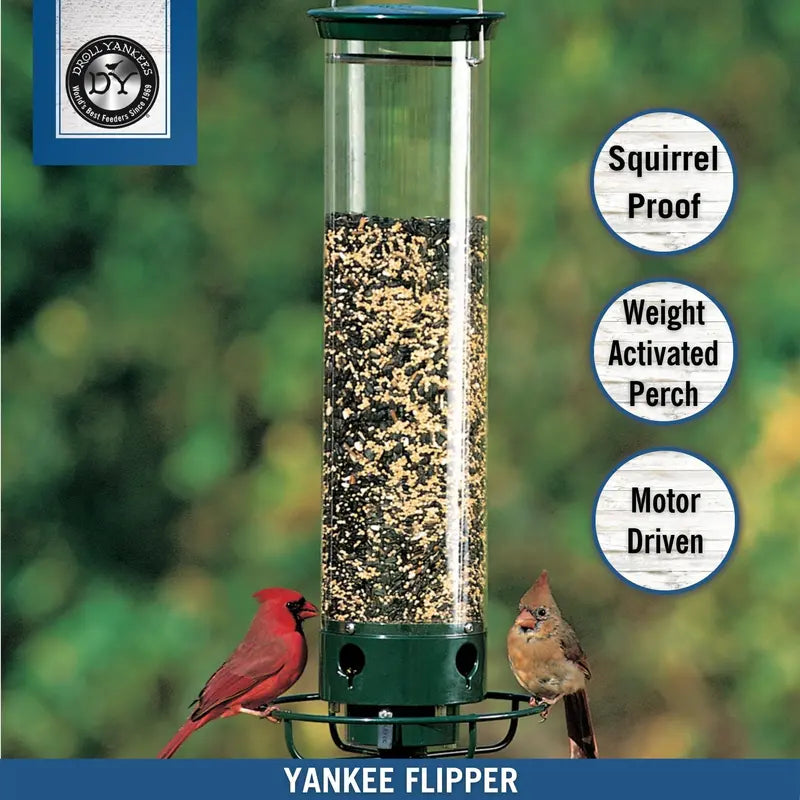 Droll Yankees Flipper Squirrel-Proof Tube Bird Feeder, Green