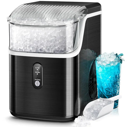 Kismile Silver Nugget Ice Maker  35 lb/Day, Crushed Ice Option, One-Touch Controls, Self-Cleaning for Home Use