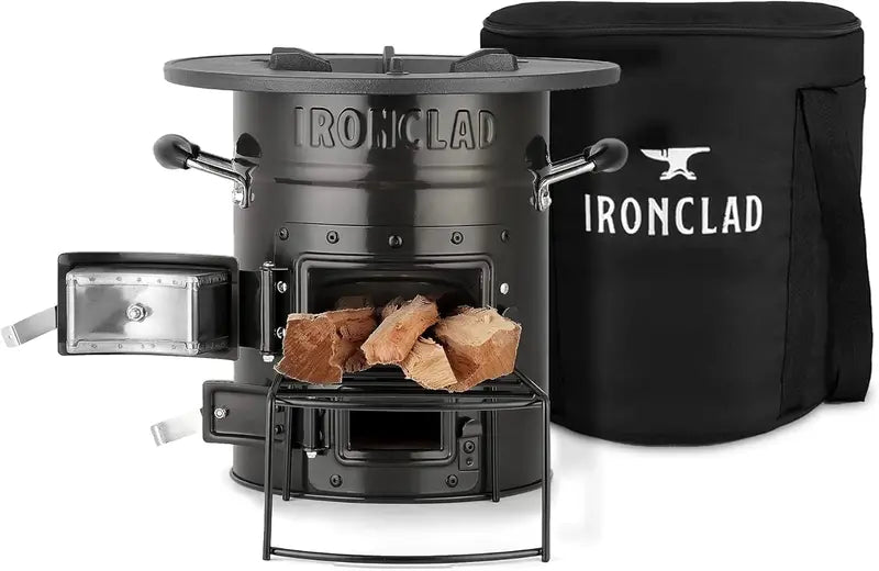 Supply Rocket Portable Wood-Burning Camping Stove  Emergency & Off-Grid Ready with Canvas Carry Bag & Fuel Support