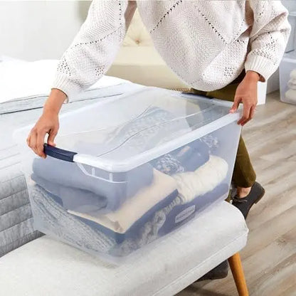 Rubbermaid CleverStore 95 Qt Clear Storage Bins  4-Pack, Stackable, BPA-Free, See-Through Latching Lids, Made in USA