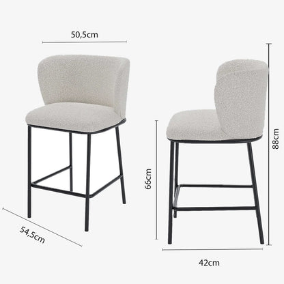 Lot de 2 tabourets de bar tissu boucl  blanc C sar