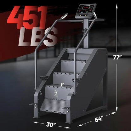 Commercial-Grade Stepper Machine  LED Display, 15 Resistance Levels, 451 lb Weight Capacity, Adjustable Pace Control