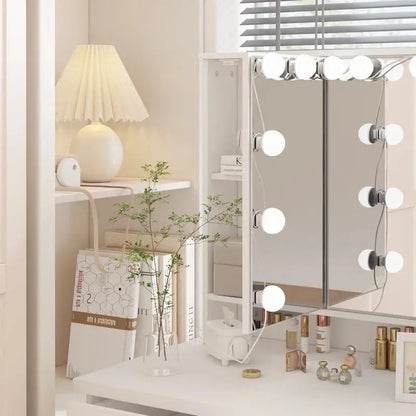 Luxury LED-Lit Makeup Vanity Station  9-Drawer Elegant Beauty Organizer
