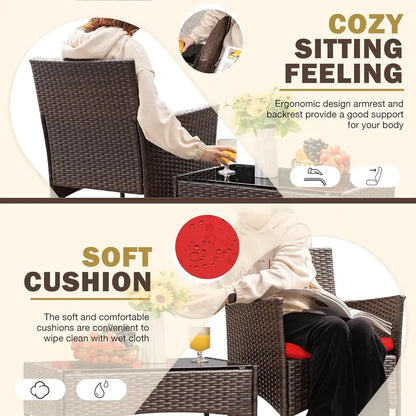 Homall 4-Piece Grey Wicker Patio Set  Versatile Indoor/Outdoor Rattan Furniture for Porch or Garden