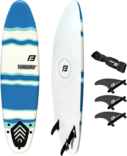 6-Foot Soft Foam Surfboard Set  Includes 3 Fins, Leash, Wood Stringers & Beginner-Friendly Stability