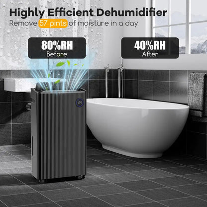57-Pint Quiet Basement Dehumidifier  Covers 4,500 Sq. Ft with Integrated Drain Hose
