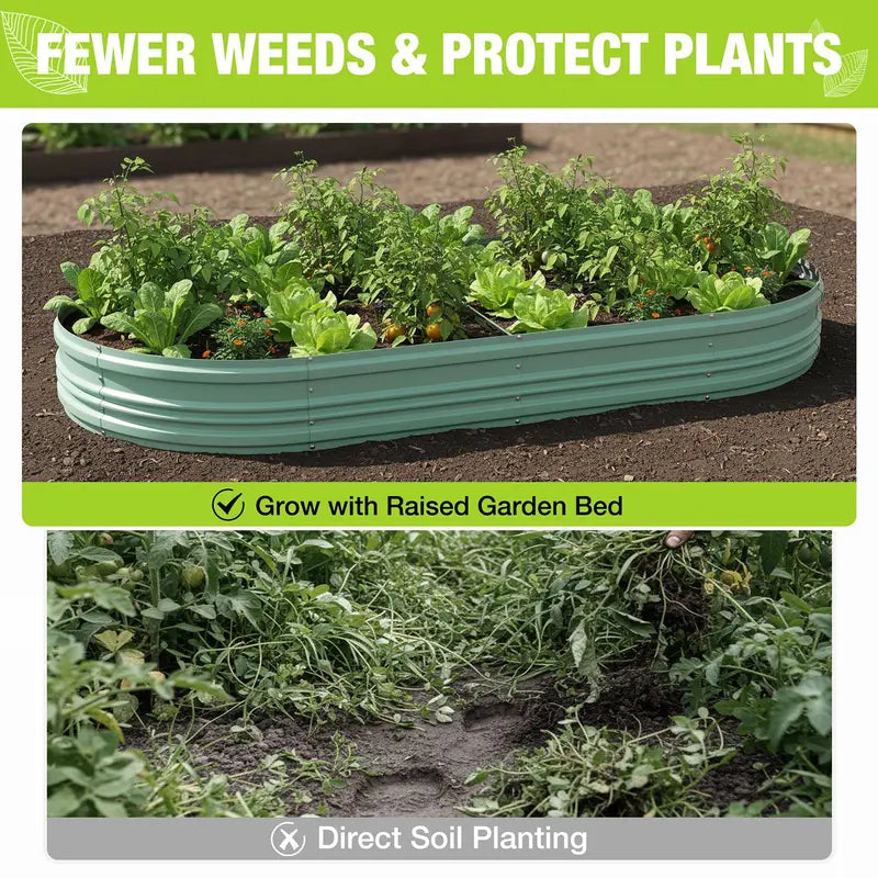 WORKPRO Twin Galvanized Raised Garden Beds  8′ x 4′ x 1′, Easy-Assembly Outdoor Planters
