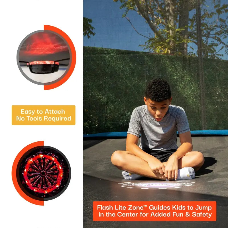 Bounce Pro 14-Foot Trampoline with Flash Lite Zone  LED-Illuminated Jumping Surface & Safety Enclosure