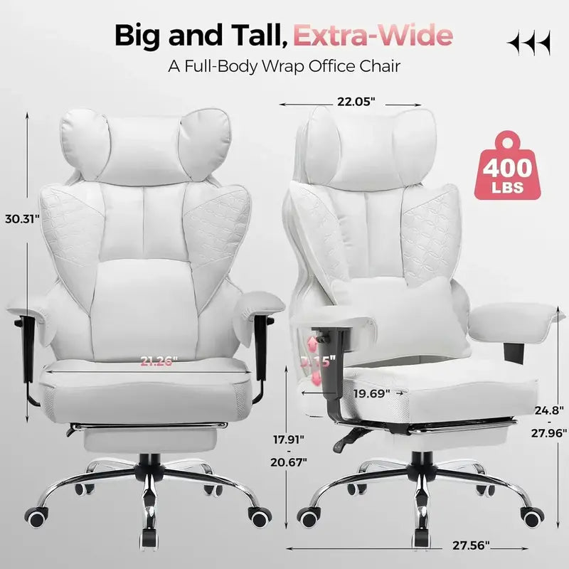 Extra-Wide Gaming Chair for Heavy Users  400 lb Support Capacity, Ergonomic Office & Gaming Design