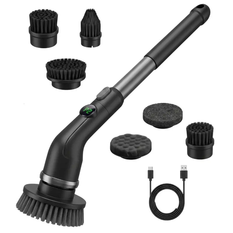 7-Head Cordless Electric Spin Scrubber with Ergonomic Extendable Design