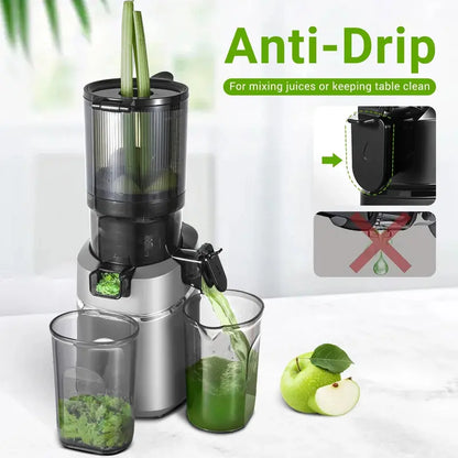 AMZCHEF Masticating Juicer  5.3-Inch Feed Chute, Slow Cold-Press Technology